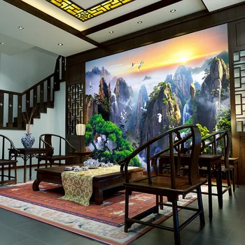 3d papel Freskomis Kalnų Krano Kinijos 3d sienos freskos tapetai gyvenamasis kambarys sofos fone 3d foto freskos 3d sienų Lipdukai