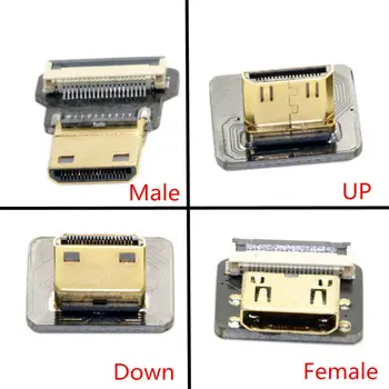 5VNT/daug FPV Mini HDMI Type C Male/Female Jungtis Žemyn/į VIRŠŲ 90 Laipsnių Kampu, dėl FPV HDTV Multicopter Oro Fotografija
