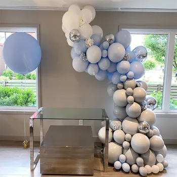 97pcs/set mėlyna pilka macaron balionų girliandą arch rinkinys, mėlynas sidabro baltos spalvos balionas gimtadienio, vestuvių dekoravimas šalies prekių