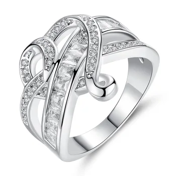 Aukščiausios Kokybės Cirkonis Sužadėtuvių Žiedai Moterys Sidabro Spalvos Bling Širdies Meilės, Vestuvių Žiedas Moterų Anel Papuošalai
