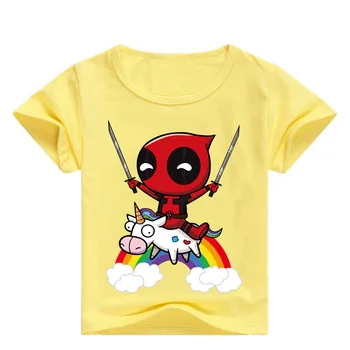 Berniukams Trumpomis Rankovėmis T-Shirt Vasarą Vaikai Viršuje Tee Paauglių Stebuklas Deadpool Vaivorykštė Vienaragis Spausdinti Vaikams Drabužių Kūdikis, Berniukas, Mergaitė, T-Shirt