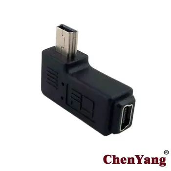 CY Chenyang Moterų (M) Mini USB 2.0 5Pin Vyrų F extension adapter 90 laipsnių kampu į Kairę