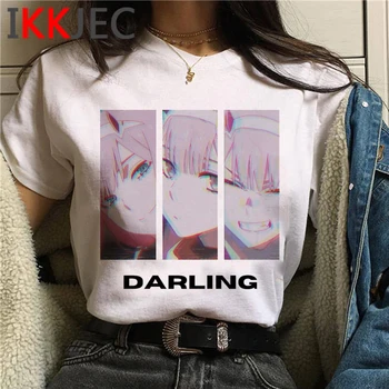 Darling į Franxx Nulis Du Estetinės Manga drabužius t-shirt vyrai plus size 2021 ulzzang print t-shirt harajuku kawaii ulzzang