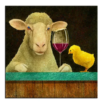 Didelio formato Spausdinimas Aliejaus Tapybai avių susiduria vyno Sienų tapybos Sienos Meno Apdaila Nuotraukos Kambarį tapyba be Rėmelio