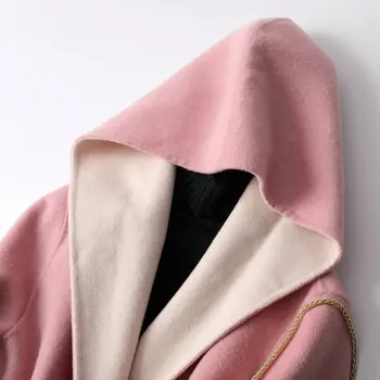 Dvipusis Kašmyras Gobtuvu Moterų Vilnos Kailis Mados Nėriniai Kišenėje Ilgai Lady Vilnoniai paltai Aukštos kokybės Atsitiktinis Žiemos Paltai 2020 m.