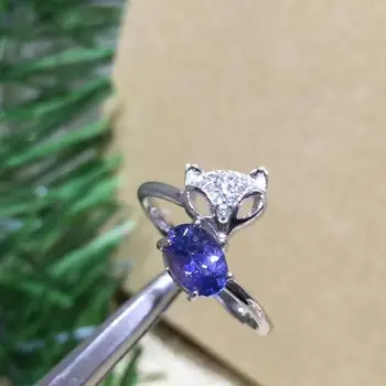 Grynas 925 Sterlingas Sidabro Mados Moterų Žiedas Ovalo Supjaustyti Gamtos Violetinė Tanzanite Žiedas Fine Jewelry