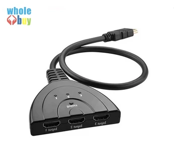 HDMI Switcher Jungiklis Splitter centras su Kabeliu, PC, TV, HDTV, DVD PS3 Xbox 360 3 Uosto 3in1 3D hdmi hub 1080P 100vnt/daug