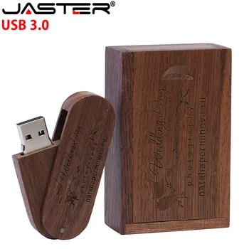 JASTER USB 3.0 nemokamai logotipą pasukti Medinis USB atmintukas Pendrive Memory Stick pen ratai 4 GB 16GB 32GB 64GB usb creativo
