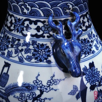 Jingdezhen keraminės vazos, papuošalai antikvariniai apdaila meno Namų Dekoravimo Fu barelių mėlynos ir baltos spalvos porceliano vaza