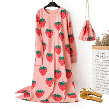 Medvilnės nightdress ilgai riebalų nightdress moterų pavasario vasaros mielas saldus korėjos versija prarasti plius dydis namuose paslaugų пижама