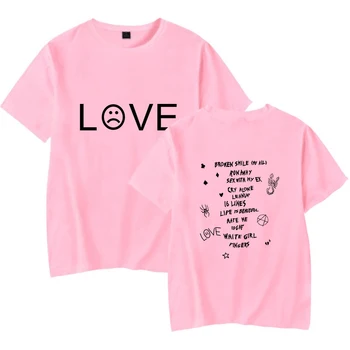 Meilė Print T Shirt Lil Peep Marškinėliai Vyrams, Moterims, Atsitiktinis Marškinėliai Hip-Hop Mados Marškinėlius Vasaros Kvėpuojantis Medvilnės O-Kaklo Trumpomis Rankovėmis