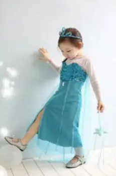 Mergina Dress Baby Girl Šalis Suknelė Mėlyna Spalva Princesė Suknelė Princesė Cosplay Mergina Dovanų 5 p/l