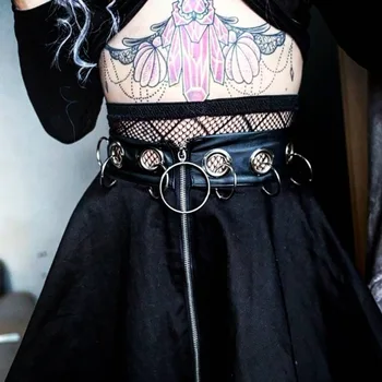 Moterų Sijonai 2021 Nauja Siunta Moterys Vasarą Šalies Gothic Punk Juoda Užtrauktukas Hollow-Out-Line Trumpas Mini Sijonas
