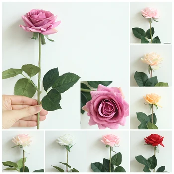 NAUJAS Gražus Ir Stilingas Išvaizdą Nekilnojamojo Touch Rose Dirbtinės Gėlės Netikrą Gėlių Filialas Tikroviška Modeliavimas puošyba