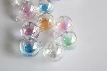 Naujas mados 20mm apvalus stiklas pasaulyje muilo burbulas butelis spalvinga skysčio lašelius, buteliukas, norinčių buteliuką pakabukas pakabukai-100pcs/daug