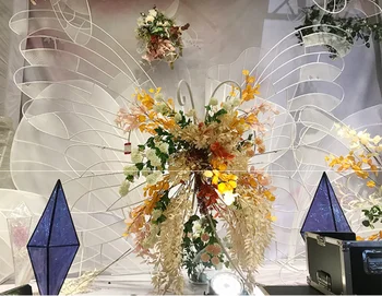 Naujas vestuvių rekvizitai tuščiaviduriai drugelis fone vestuvių etape scenos išdėstymas prekybos centras Meichen atveju, dekoratyviniai papuošalai