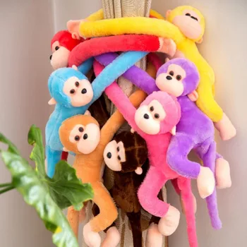 Naujovė Automobilių Puošyba, 60cm Ilgio Rankos Beždžionės Uodega Pliušinis Žaislas Spalvinga Beždžionė Užuolaidos Beždžionė iškamša Lėlės Automobilių Apdailos