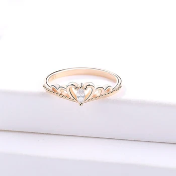 Originali S925 sterlingas sidabro tuščiaviduriai meilės žiedas moterų korėjos šviežią širdies formos cirkonis karūna žiedas tinka romantiška vestuvių