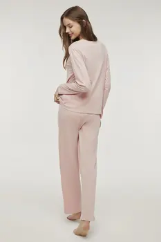 Pajama Ponios Pajama Set %100 turkijos Medvilnės Pavasarį ir Rudenį ilgomis Rankovėmis 2 vnt Mujer Femme женщина Sleepwear Homewear