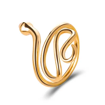 Paprasta Twining Gyvatės Formos Retro Lenktas Blizgus Paviršius, Reguliuojamas Sidabro Padengtą Aukso, Vario Atidaryti Žiedai, skirta Moterims ir Vyrams