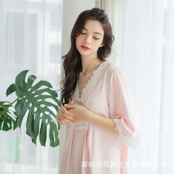 Pavasarį, vasarą, Kinijos vėjo atkurti senovės būdai, kaip royal princess medvilnės pižamą seksualus, Trijų ketvirtį rankovės homewear