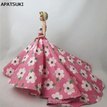 Pink Gėlių Gėlių Lėlės Drabužiai Vestuvinė Suknelė Barbie Lėlės Drabužiai Aukštos Kokybės Komplektus 1/6 BJD Lėlių Priedai