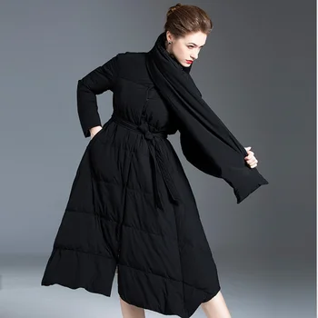 Prabanga 2020 m. Žiemos Moterų Žemyn Striukė juoda Ilgai Šuo-Paltai Šiltas Moterų Baltųjų Ančių Pūkų Paltai Palaidų Plunksnų Sniego Outwear žalia