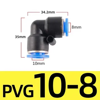 PVG pneumatinės alkūnė 6mm-8mm/10mm-8mm Pu dujų vamzdis greita jungtis L-Lenkimo bendras plastikinio vamzdžio reducer12mm-10mm/12mm-8mm