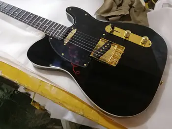 Ryškios juoda gitara, Raudonmedžio fingerboard, aukso aparatūros, liepų kūno, gali būti pritaikytas kaip reikalaujama, nemokamas pristatymas