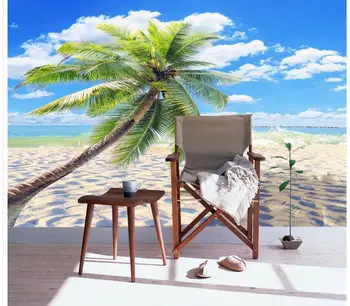 Užsakymą Bet kokio Dydžio Kambarį Tapetai, 3D Tapyba, Originalus Viduržemio jūros regiono Stiliaus Kokoso Medžio Namų Puošybai Fono Sienos