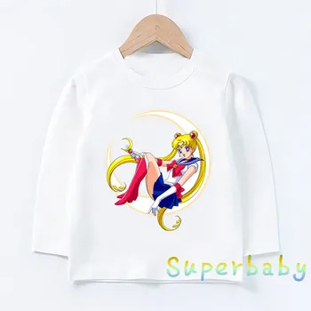 Vaikai Anime Sailor Moon Prarasti Spausdinti marškinėliai Kūdikių Berniukų, Mergaičių Juokingas Animacinių filmų Topai Vaikai Long Sleeve T-shirt,LKP5194