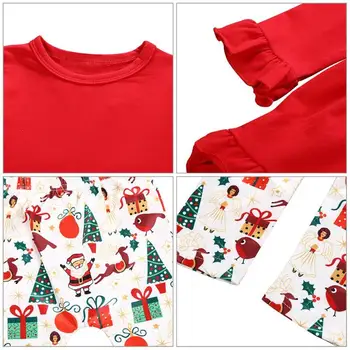 Vaikų Mergaičių Kalėdų Komplektai, Vaikiška Mergaičių Drabužių Nustatyti 3pcs Nereguliarus spaudinių Suknelė Kelnės Skara Drabužiai Kalėdų nustatyti drabužių