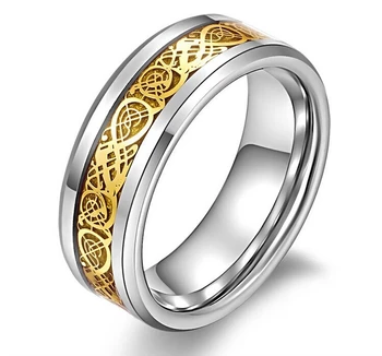 Valentino Dieną Senovinių Kinų Drakonas Volframo plieno, Aukso Žiedas Vyrams viešpaties Vestuvių Titano žiedų Juostos naujas punk žiedas papuošalai