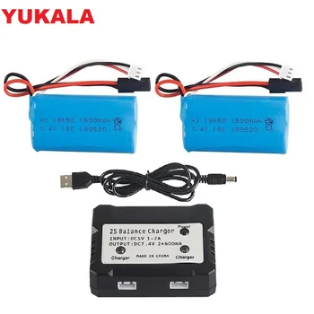 YUKALA 7.4 v, 1500 mah Li-ion baterijos 15c 18650 /USB įkroviklio BG1518 BG1513 BG1515 BG1507 BG1506 1/12 2.4 G didelės spartos RC sunkvežimių