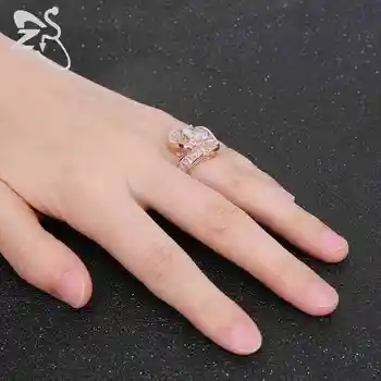 ZS Rose Aukso Vestuviniai Žiedai Moterims bižuterijos Kristalų Derliaus Vestuvinis Žiedas Sidabro Spalvos Sužadėtuvių Žiedai Moterims Anillo