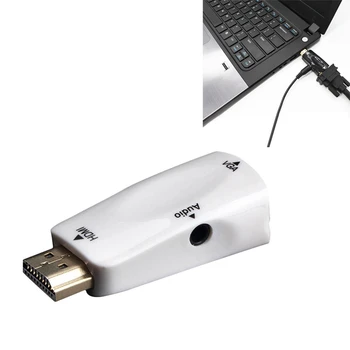 1080P HDMI Male VGA Female Adapter Video Konverteris, 3,5 mm Garso Išvesties Kabelis Karšto