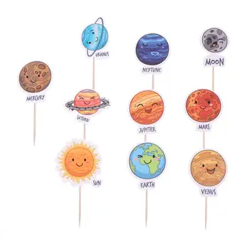 10vnt Visatos Planetos Tortas Topper Dekoratyvinis Cupcake Rėžtuvės Vaisių Susitvarko Šalies Prekių