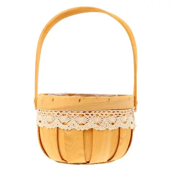 1Pc Praktinės Sielovados Stiliaus Krepšelį Rankomis austi Nešiojamų Bambuko Gėlių Krepšelis