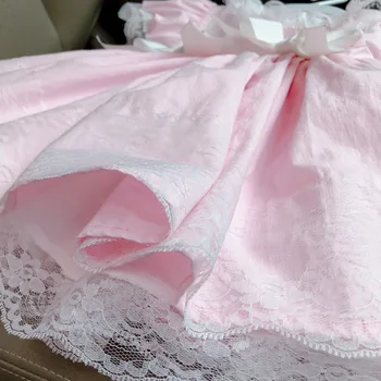 2019 bamblys kūdikių mergaitės vasaros kūdikių rožinė suknelė vintage dizaino nėrinių kūdikių suknelė