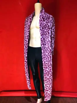 2019 Violetinė Leopardų Kailio ilgomis Rankovėmis Striukė Vyrams Šokių DS Baras Vyrų Dainininkas Prom Žiemos Unikalus Kostiumas Apranga