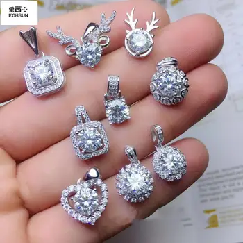 2020new Fine Jewelry 925sterling silve karoliai nepriklausomo moterų Mossan Diamond bijoux femme collier coeur širdies maišelį, elnių ragai
