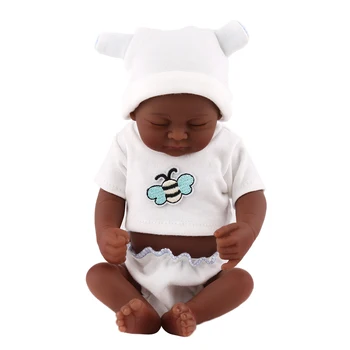 28cm 11inch Silikono viso Kūno Mielas Naujagimių African American Baby Juodoji Lėlė