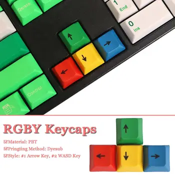 4Pcs Rinkinys OEM Profilis RGBY Spalva PBT Dyesub Keycaps WASD Rodyklės Klavišą Keycap Set Rodyklės Klavišą