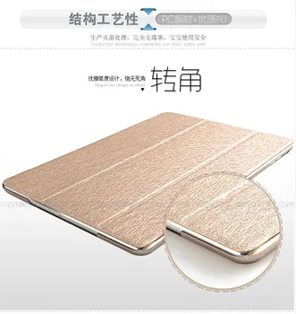 50pcs/Daug DHL Nemokamai Prabangos Stovėti odinis dėklas Smart Cover Permatomas Aišku, atgal Case For iPad 2 Oro ipad6 NR.: I606