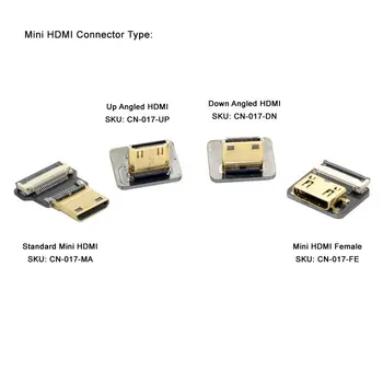 5VNT/daug FPV Mini HDMI Type C Male/Female Jungtis Žemyn/į VIRŠŲ 90 Laipsnių Kampu, dėl FPV HDTV Multicopter Oro Fotografija