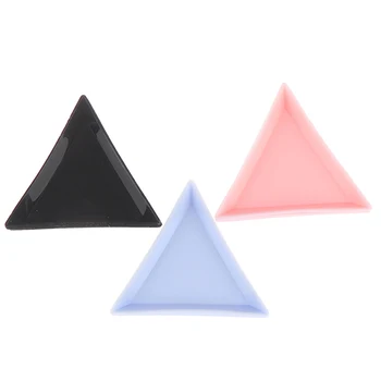 5vnt Plastiko Trikampis Nagų Plokštelės Nagų Dailės kalnų krištolas Granulių Kristalų Rūšiavimo, Saugojimo Plokštė Manikiūro Įrankių Priedų