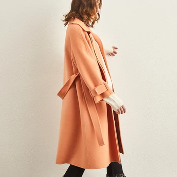 Aukštos klasės kašmyro paltai plius dydžio vilnonis paltas varčias, moterų ilgas vilnos kailis 2020 Sping Žiemos naujas prarasti vilnonis paltas