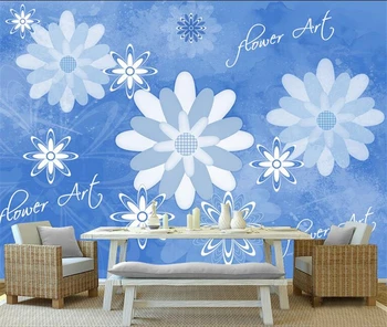 Custom Gėlės Foto Tapetai Blue Dream Blue Wallpaper Iškilumo neaustinių Studijų gyvenamojo Kambario, vaikų Kambario, Miegamojo, Restoranas