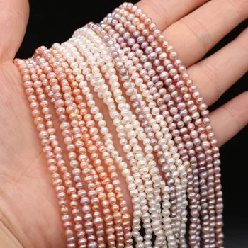 Didmeninė 3-3.5 mm Žavesio Perlų Karoliukus, Bulvių Formos Natūralių Gėlavandenių Perlų, 