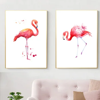Flamingo Vaikų Darželio Sienos Meno Tapybos Drobės Šiaurės Plakatai Ir Spausdina Gyvūnų Sienos Nuotraukas Vaikams, Kūdikio Kambario Dekoro
